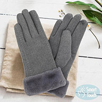 Stitch Faux Fur Cuff Smart Gloves