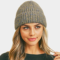 Fuzzy Mixed Color Knit Beanie Hat