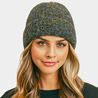 Fuzzy Mixed Color Knit Beanie Hat