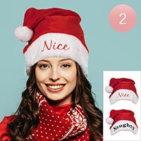 2PCS - Nice Naughty Message Christmas Santa Hat