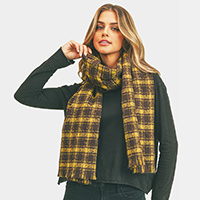 Plaid Check Lurex Oblong Scarf