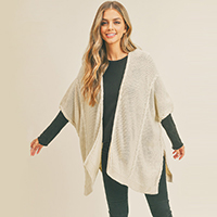 Braided Trim Lined Kimono Poncho