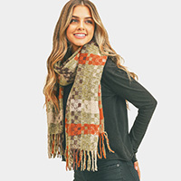 Multi Color Pixel Checks Scarf