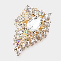 Oval Stone Accented Bouquet Pin Brooch / Pendant