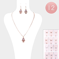 12PCS - Evil Eye Pendant Necklace Earring Sets