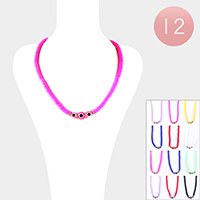 12PCS - Evil Eye Heishi Beads Necklaces