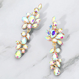 Multi Stone Cluster Vine Dangle Evening Earrings