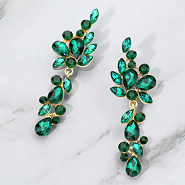 Multi Stone Cluster Vine Dangle Evening Earrings