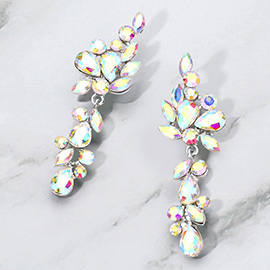 Multi Stone Cluster Vine Dangle Evening Earrings