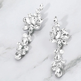 Multi Stone Cluster Vine Dangle Evening Earrings