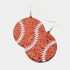 Glittered Baseball Dangle Earrings