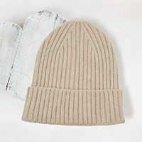 Solid Ribbed Cuff Beanie Hat