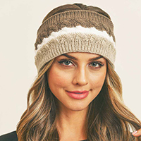 Triple Colored Cable Knit Fleece Headband