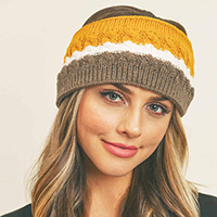 Triple Colored Cable Knit Fleece Headband