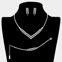 3PCS Rhinestone Pave Necklace Jewelry Set