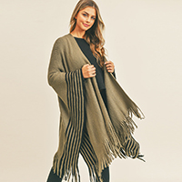 Stripe Pattern Bottom Ruana Poncho