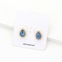 Teardrop Stone Accented Stud Earrings
