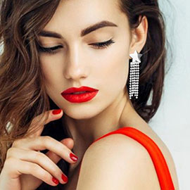 Star Rhinestone Pave Fringe Evening Earrings