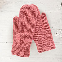 Fuzzy Stripe Mitten Gloves