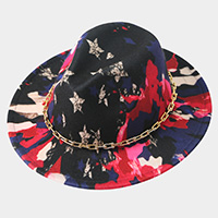 Hardware Chain Band Multi Color Printed Fedora Hat