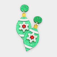 Acetate Snowflake Accented Marquise Dangle Earrings