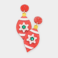 Acetate Snowflake Accented Marquise Dangle Earrings
