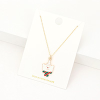 Enamel Christmas Bear Pendant Necklace