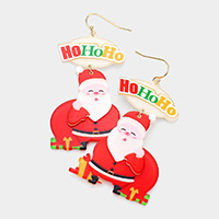 Acetate Christmas Santa Dangle Earrings