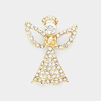 Rhinestone Pave Embellished Angel Pin Brooch