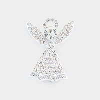 Rhinestone Pave Embellished Angel Pin Brooch