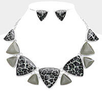 Leopard Patterned Triangle Resin Link Necklace