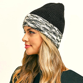 Multi Color Band Fleece Beanie