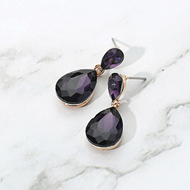 Glass Crystal Teardrop Dangle Earrings