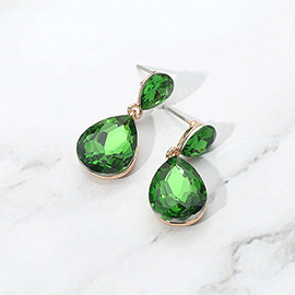 Glass Crystal Teardrop Dangle Earrings