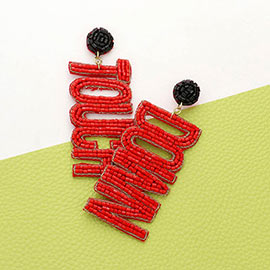 Game Day Felt Back Beaded Touch Down Message Dangle Earrings