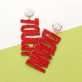 Game Day Felt Back Beaded Touch Down Message Dangle Earrings