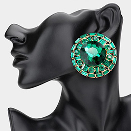 Oversized Stone Embellished Stud Earrings