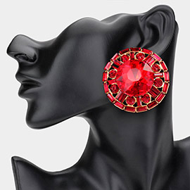 Oversized Stone Embellished Stud Earrings