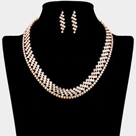 2PCS - Rhinestone Pave Necklace
