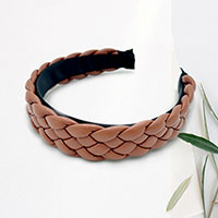 Faux Leather Padded Braided Headband