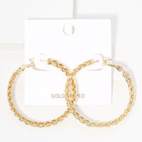 Gold Dipped Braided Metal Hoop Earrings