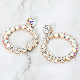 Round Stone Link Evening Earrings