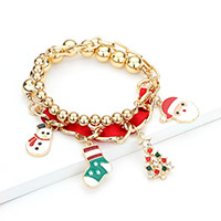 2PCS - Christmas Theme Enamel Charm Stretch Bracelets
