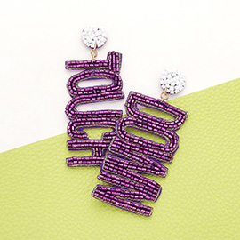 Game Day Felt Back Beaded Touch Down Message Dangle Earrings