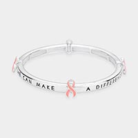 Enamel Pink Ribbon Stretch Bracelet