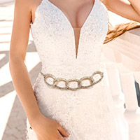 Rhinestone Pave Open Oval Link Chain Belt