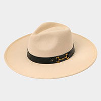 Buckle Accented Band Solid Panama Hat