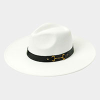 Buckle Accented Band Solid Panama Hat