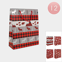 12PCS - Christmas Theme Pattern Printed Paper Bags