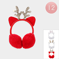 12PCS - Christmas Reindeer Plush EarMuffs